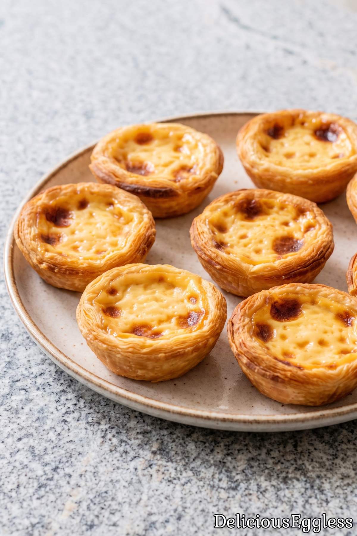 Flaky eggless Portuguese pastel de nata dessert
