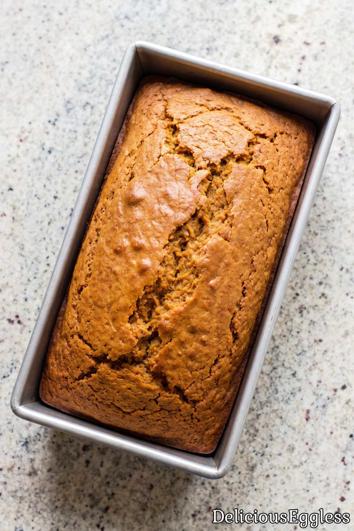 Golden baked eggless pumpkin bread