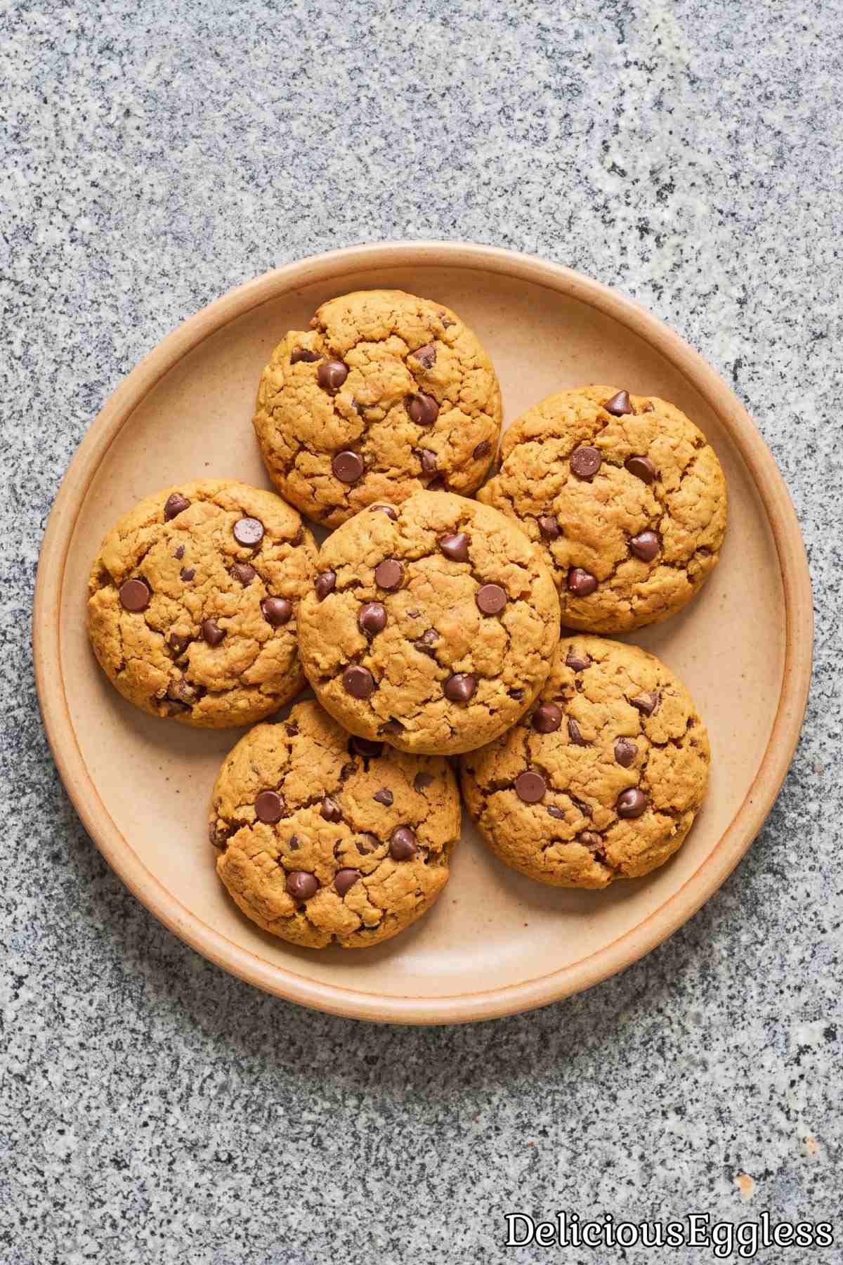 Thick eggless pumpkin chocolate chip cookies