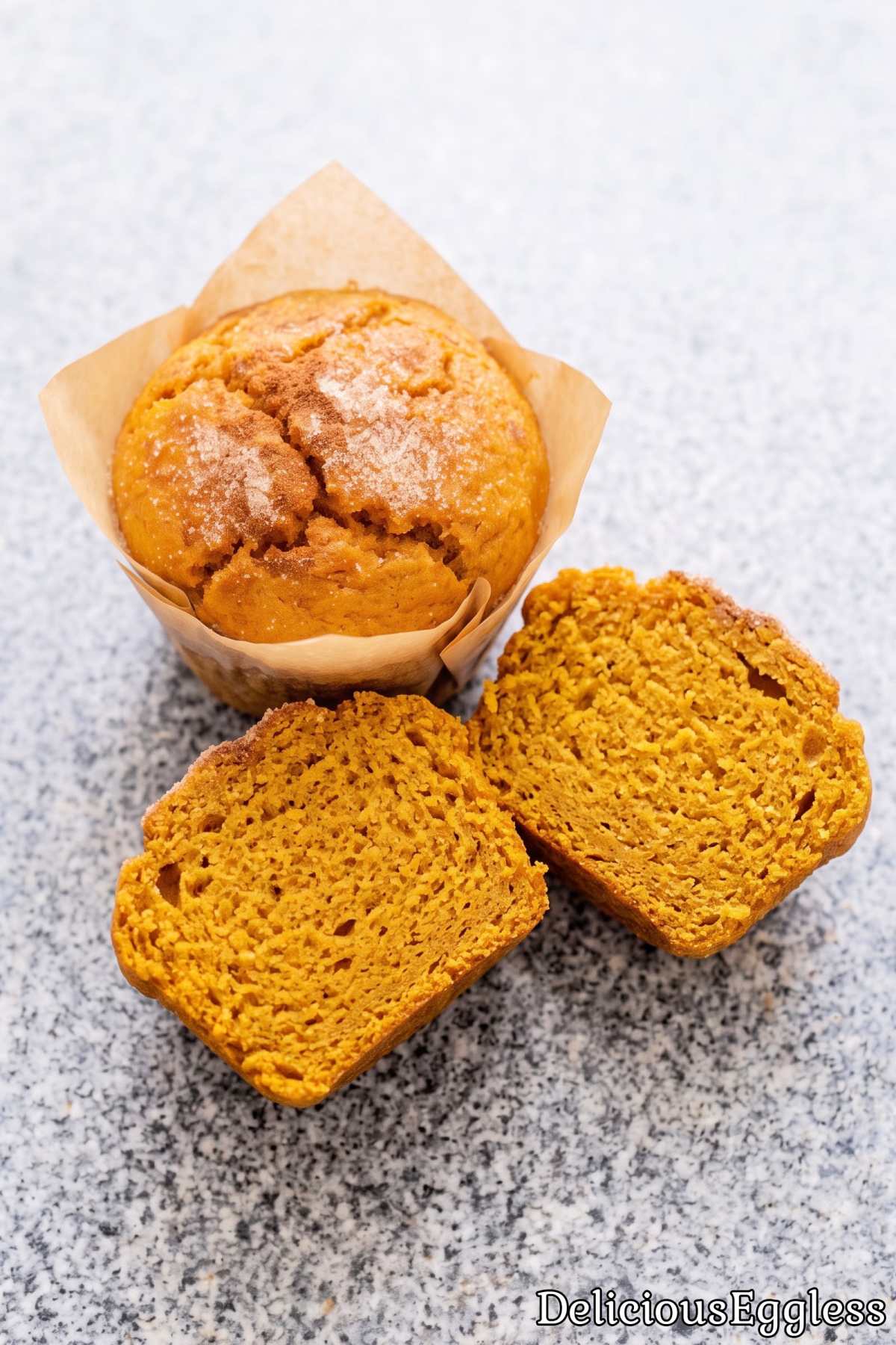 Freshly baked eggless pumpkin muffins