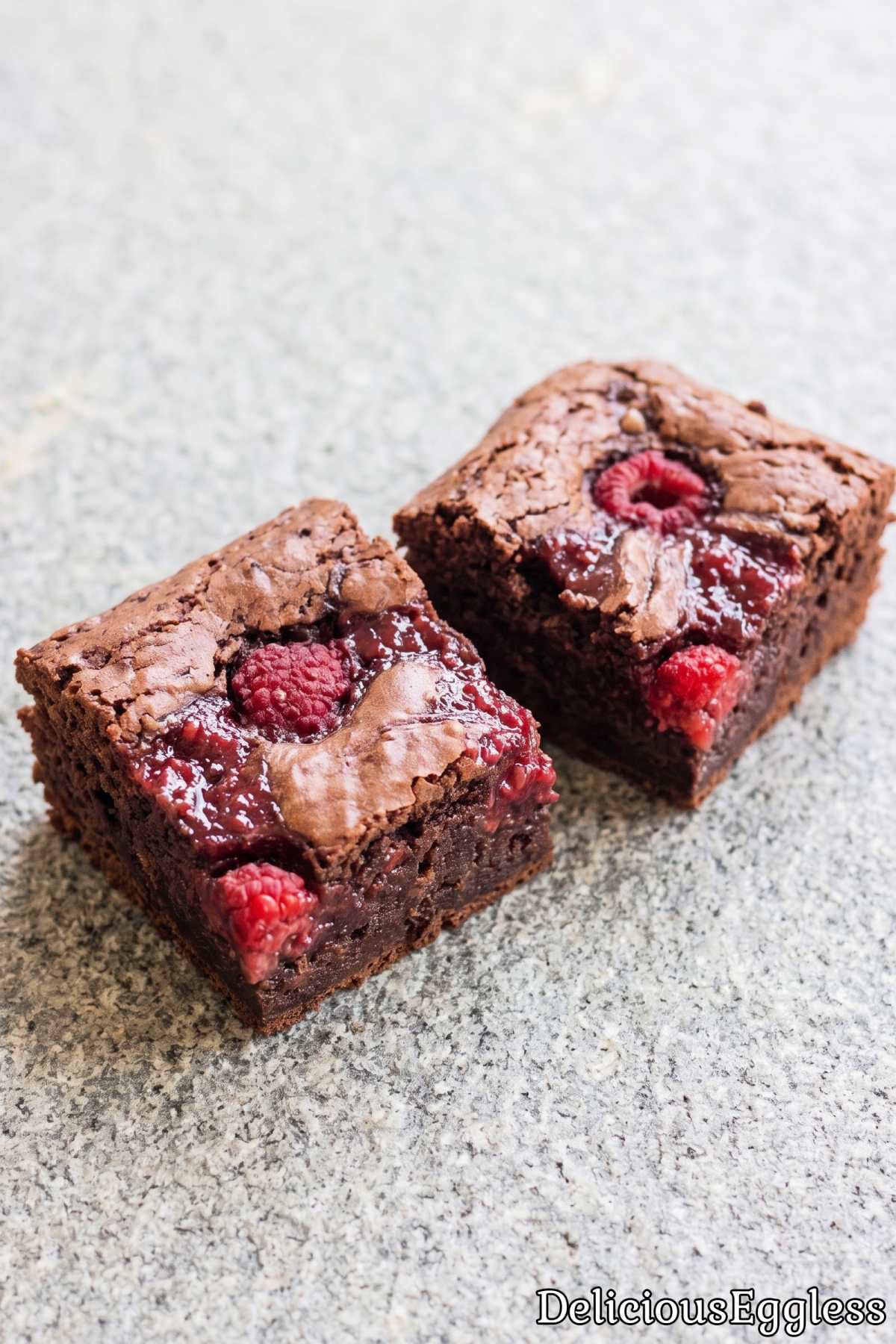 Fresh eggless raspberry swirl brownie