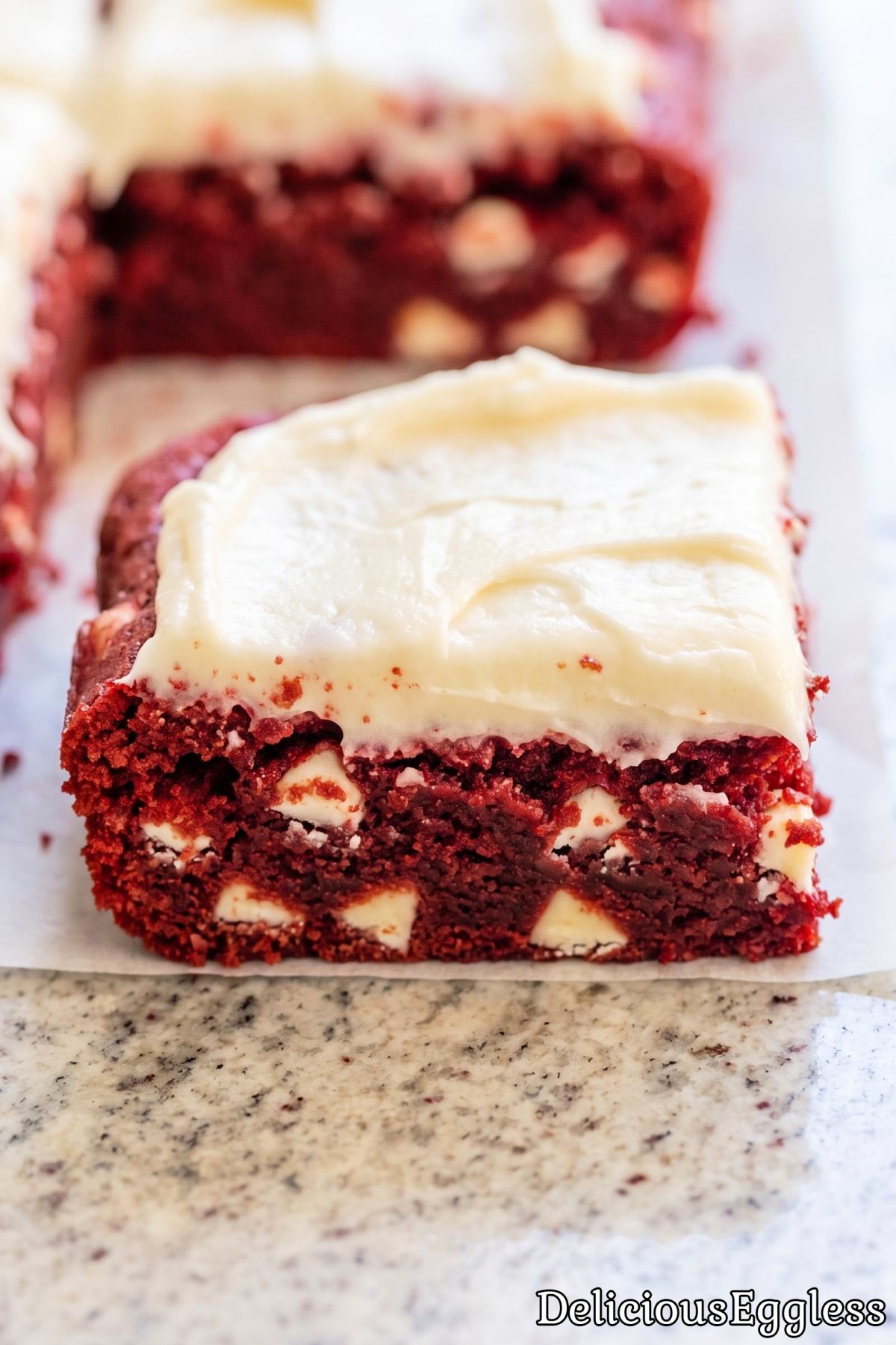 Soft eggless red velvet brownie dessert