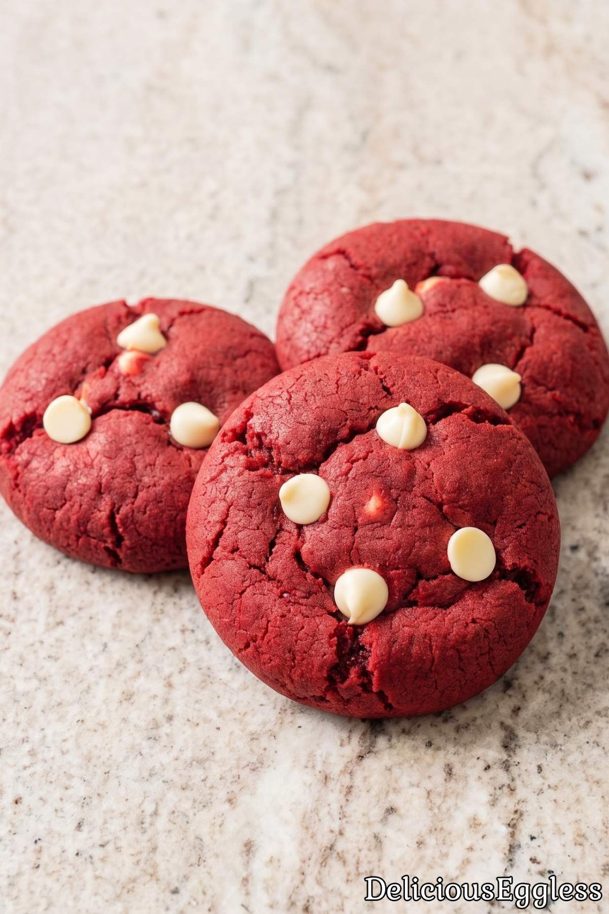 Plate of eggless red velvet cookies
