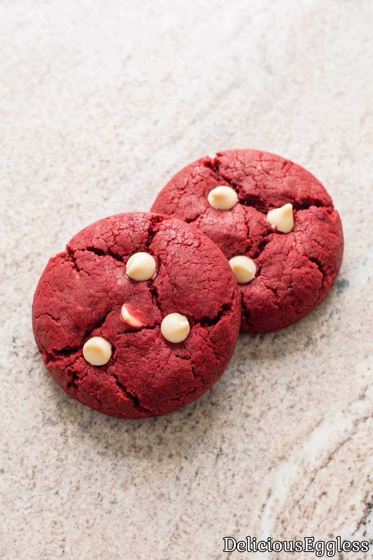 Sweet eggless red velvet cookie stack