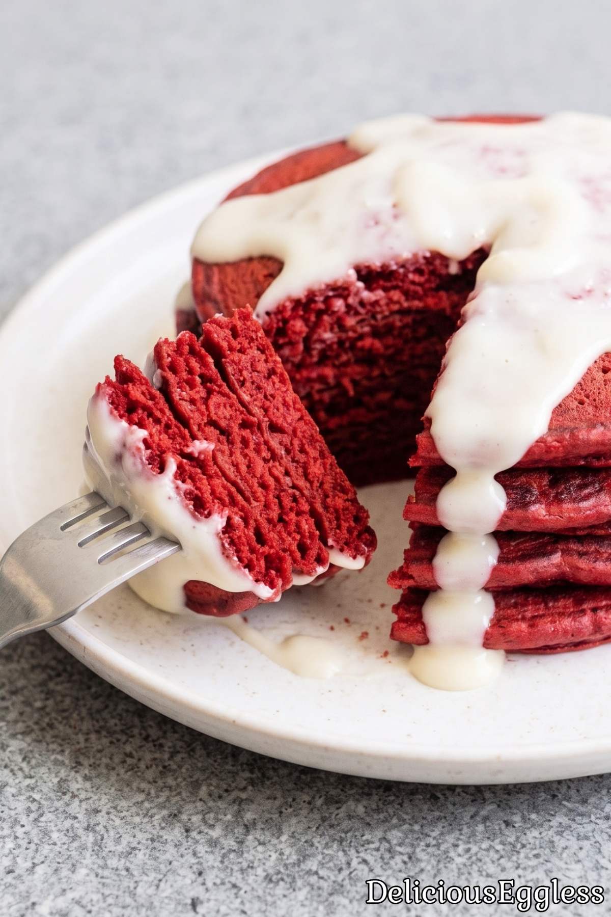 Soft red velvet pancakes without eggs