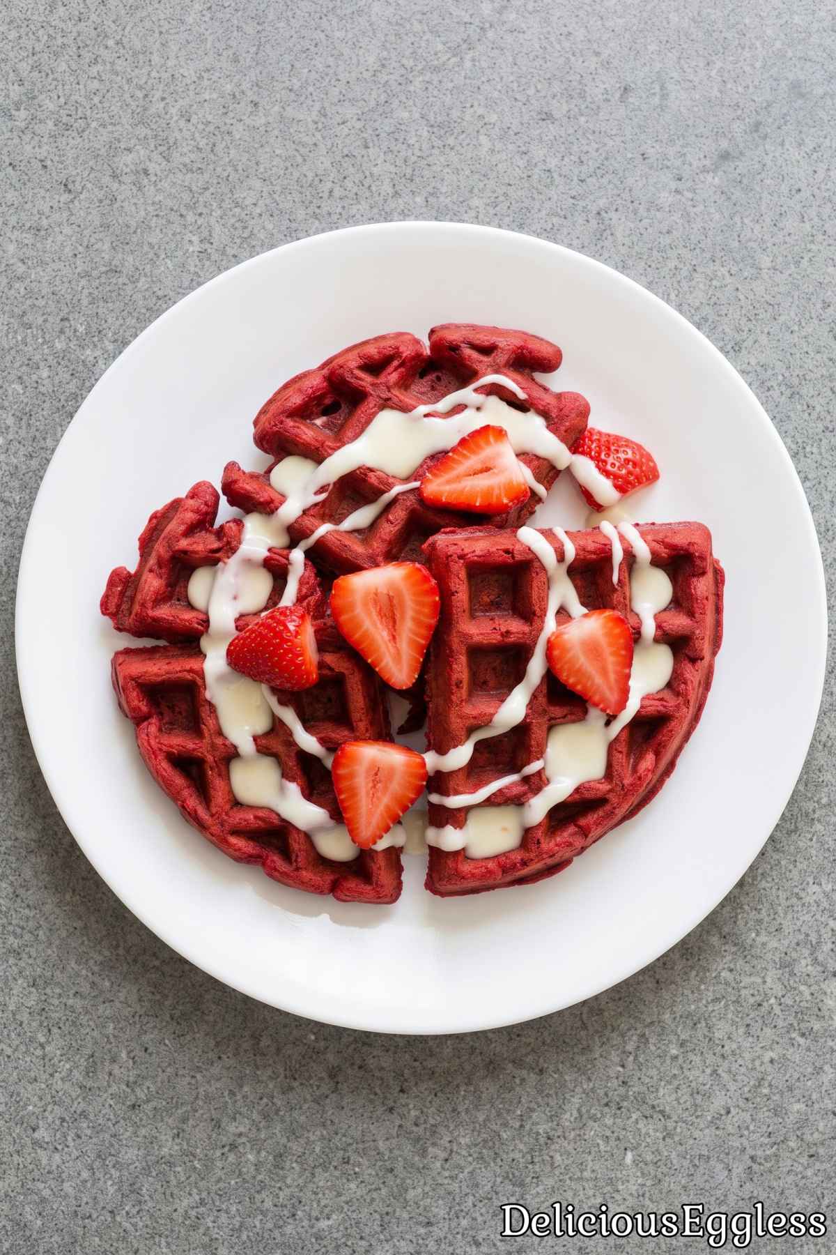 Crispy homemade eggless red velvet waffles