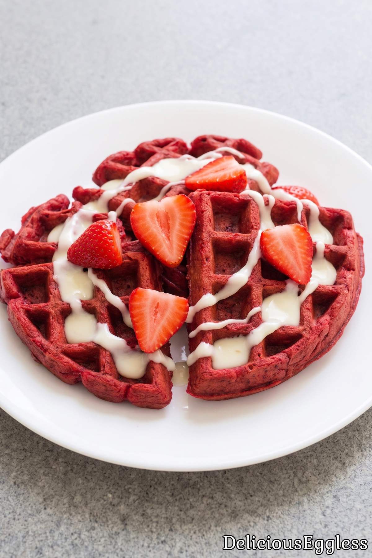 Easy eggless red velvet waffles for breakfast