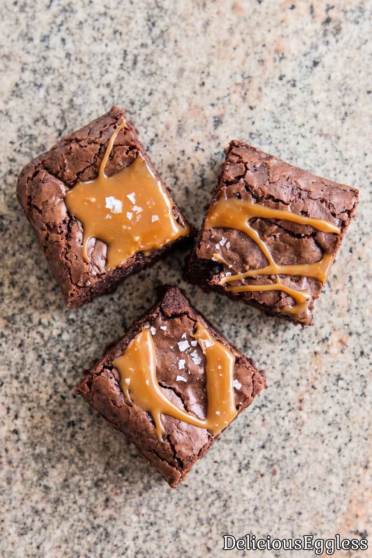 Eggless caramel brownie with sea salt