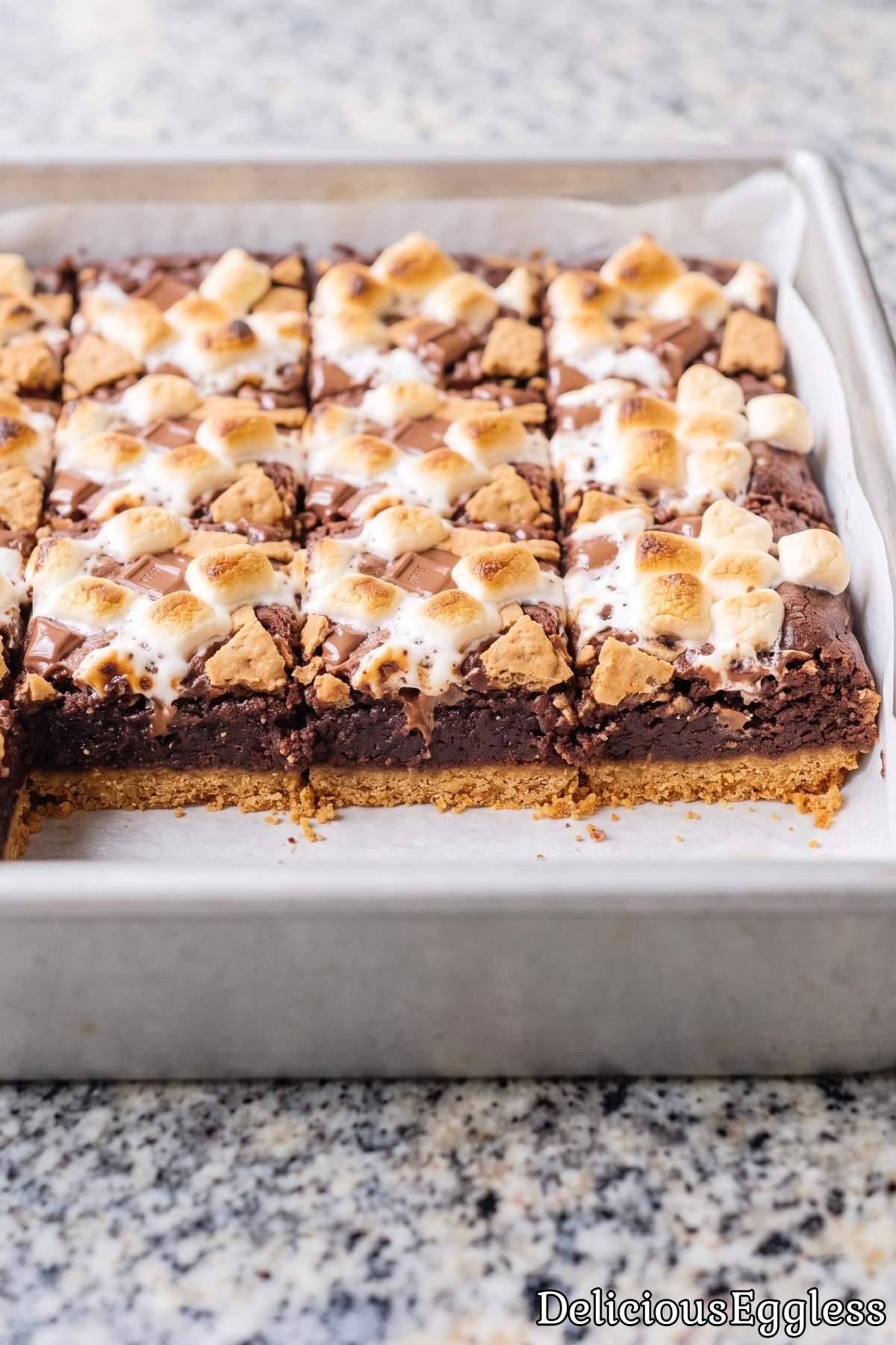 Chewy eggless s'mores brownie bars
