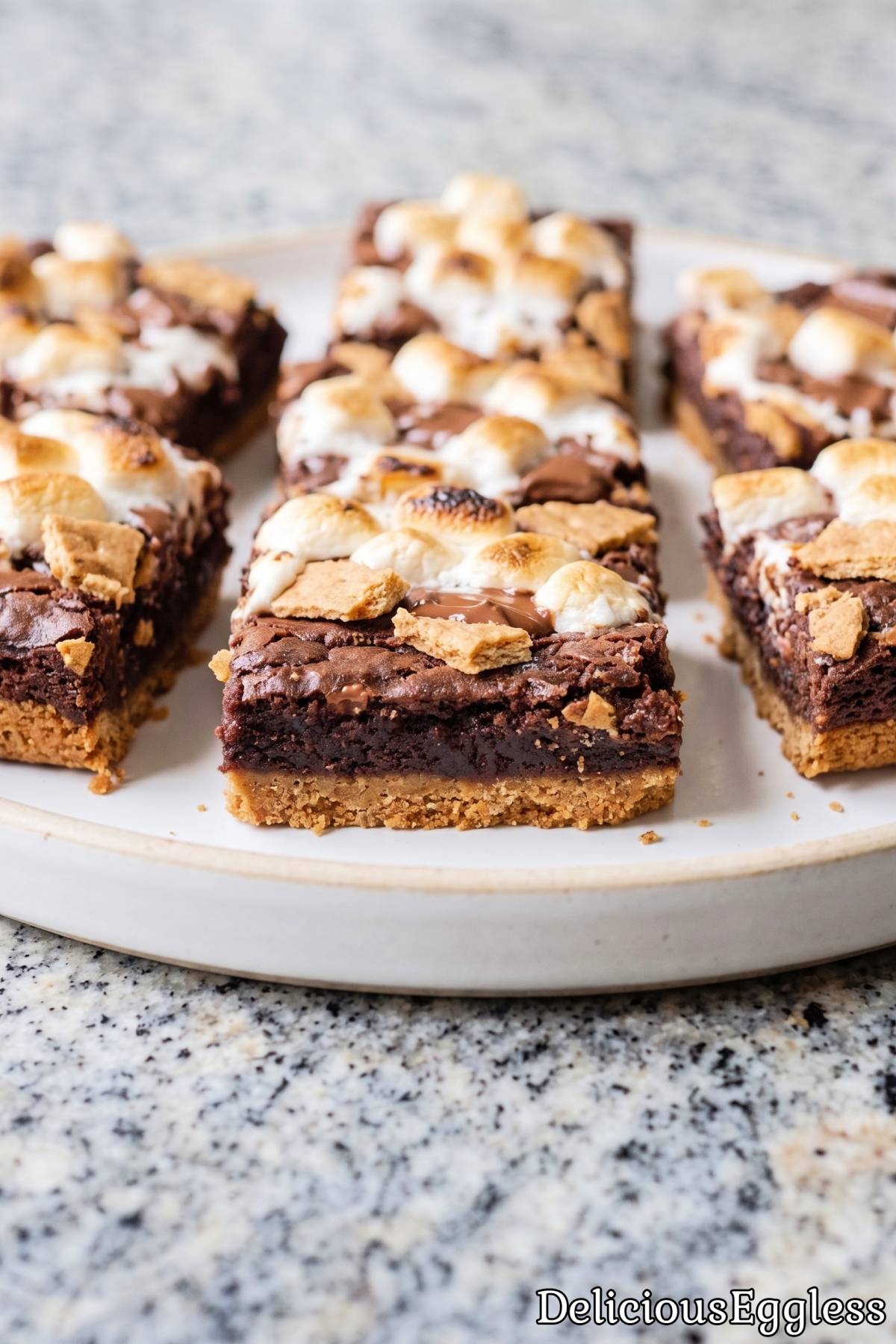 Fresh baked eggless s'mores brownies