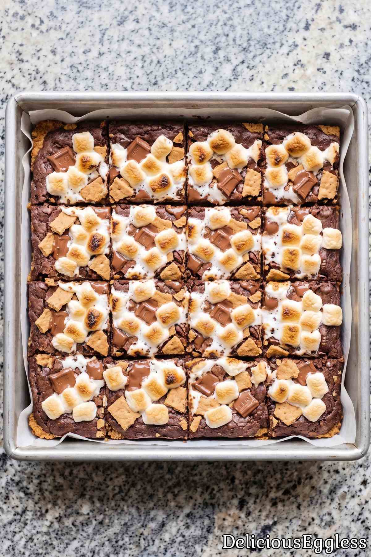 Fudgy eggless s'mores brownies
