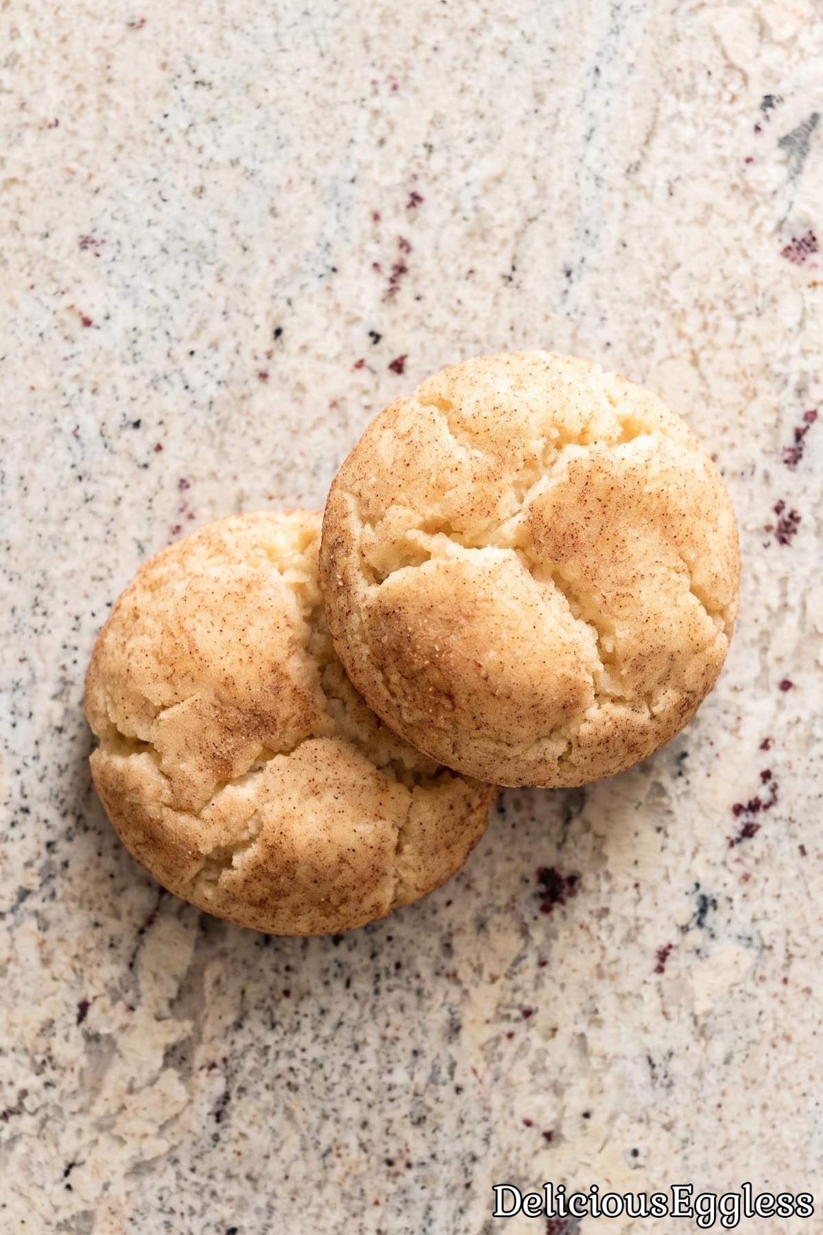 Golden sweet eggless snickerdoodle cookie stack.