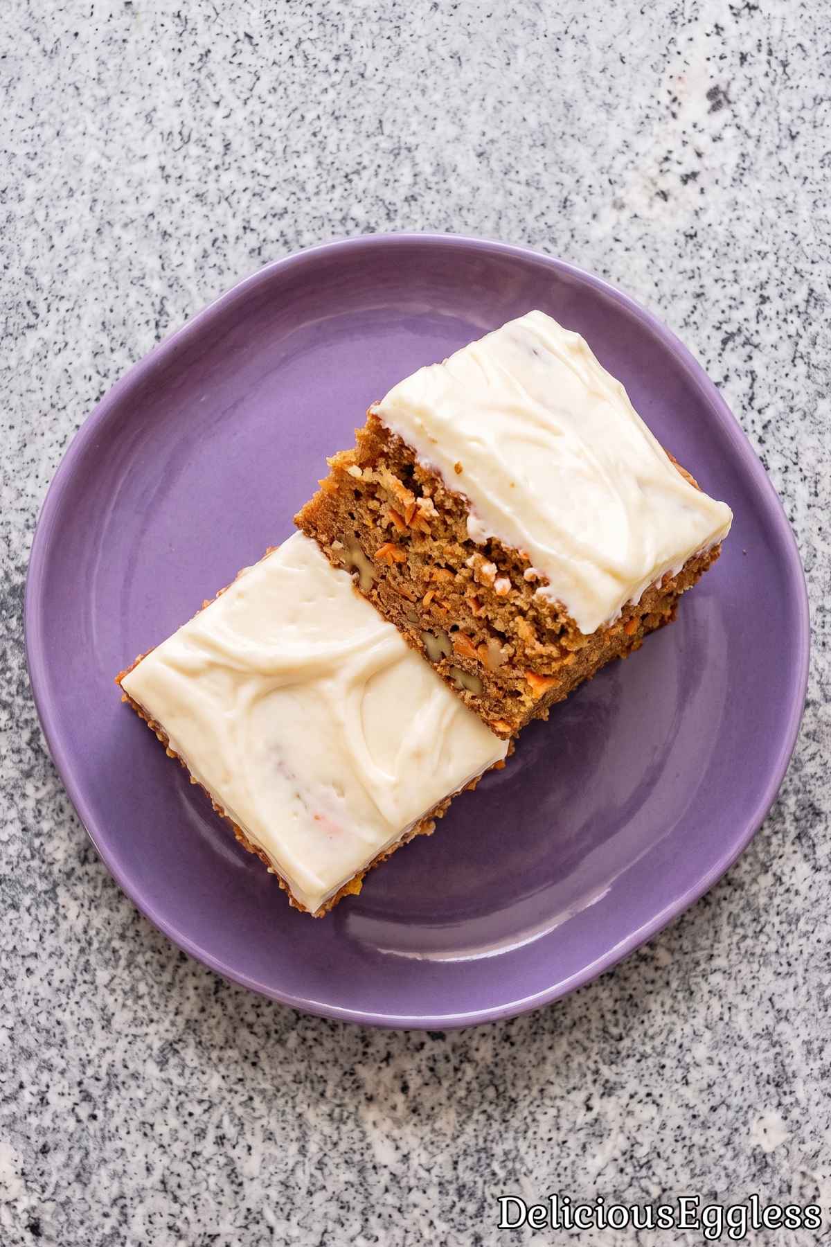 Rich eggless carrot cake with cream frosting