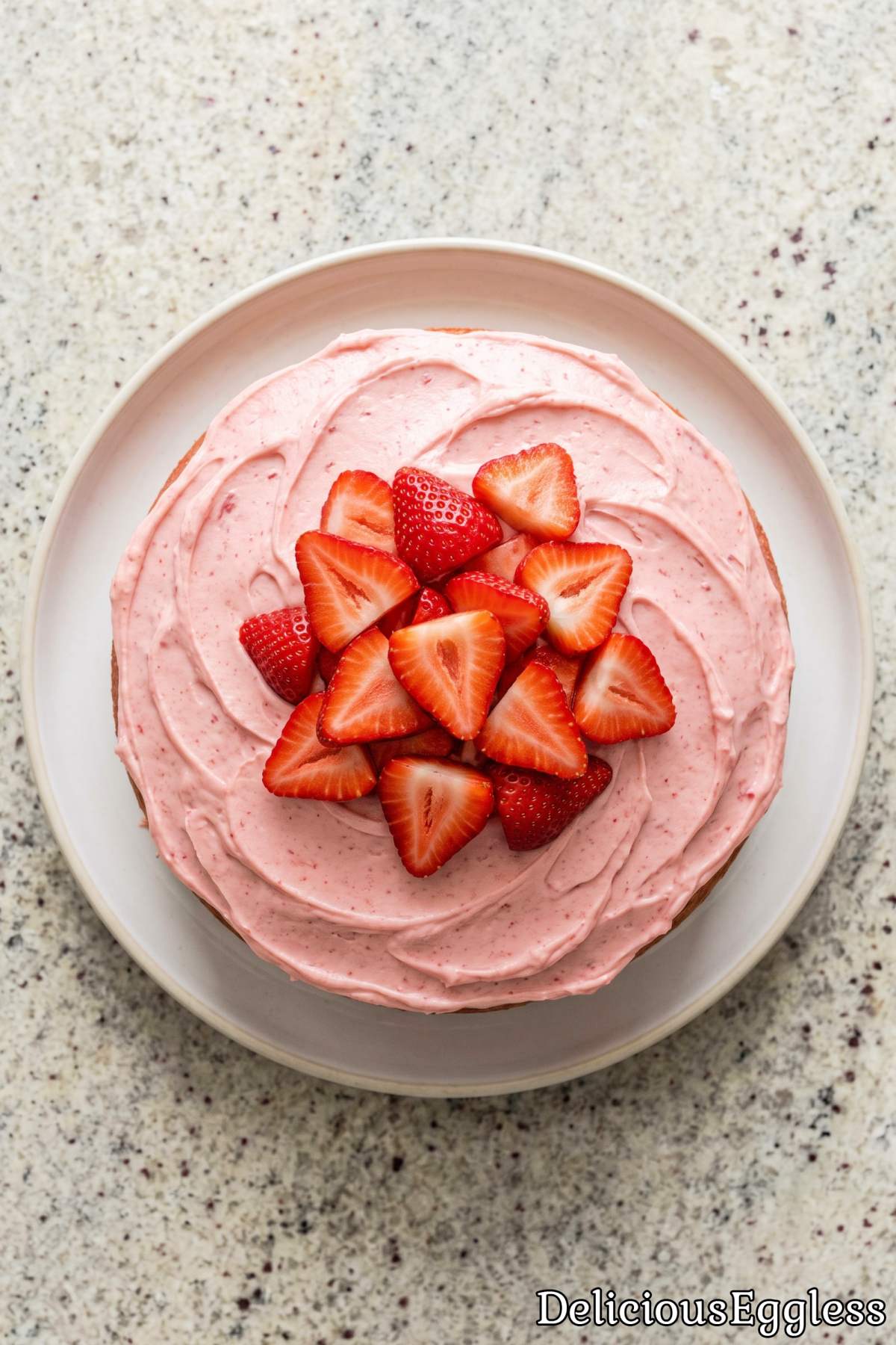 Tender eggless strawberry birthday cake