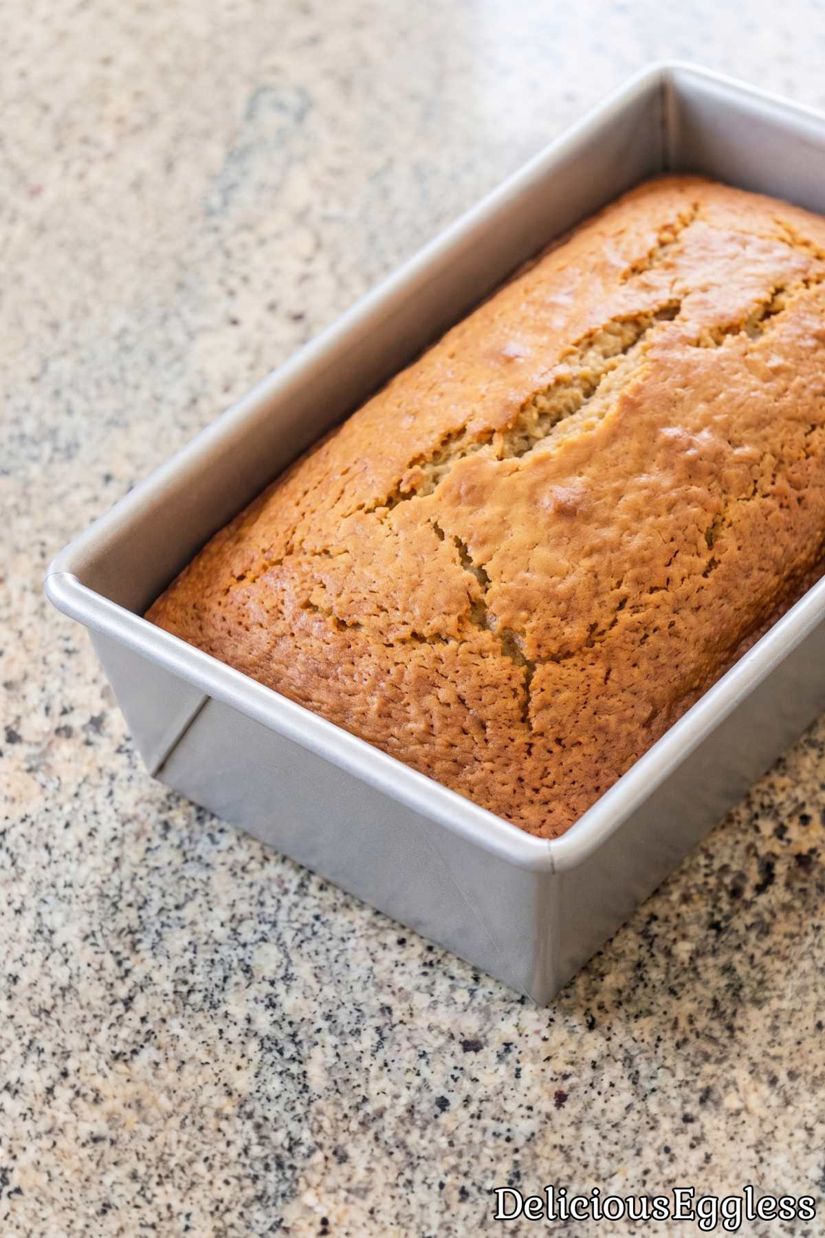 Warm slice of super moist eggless banana bread