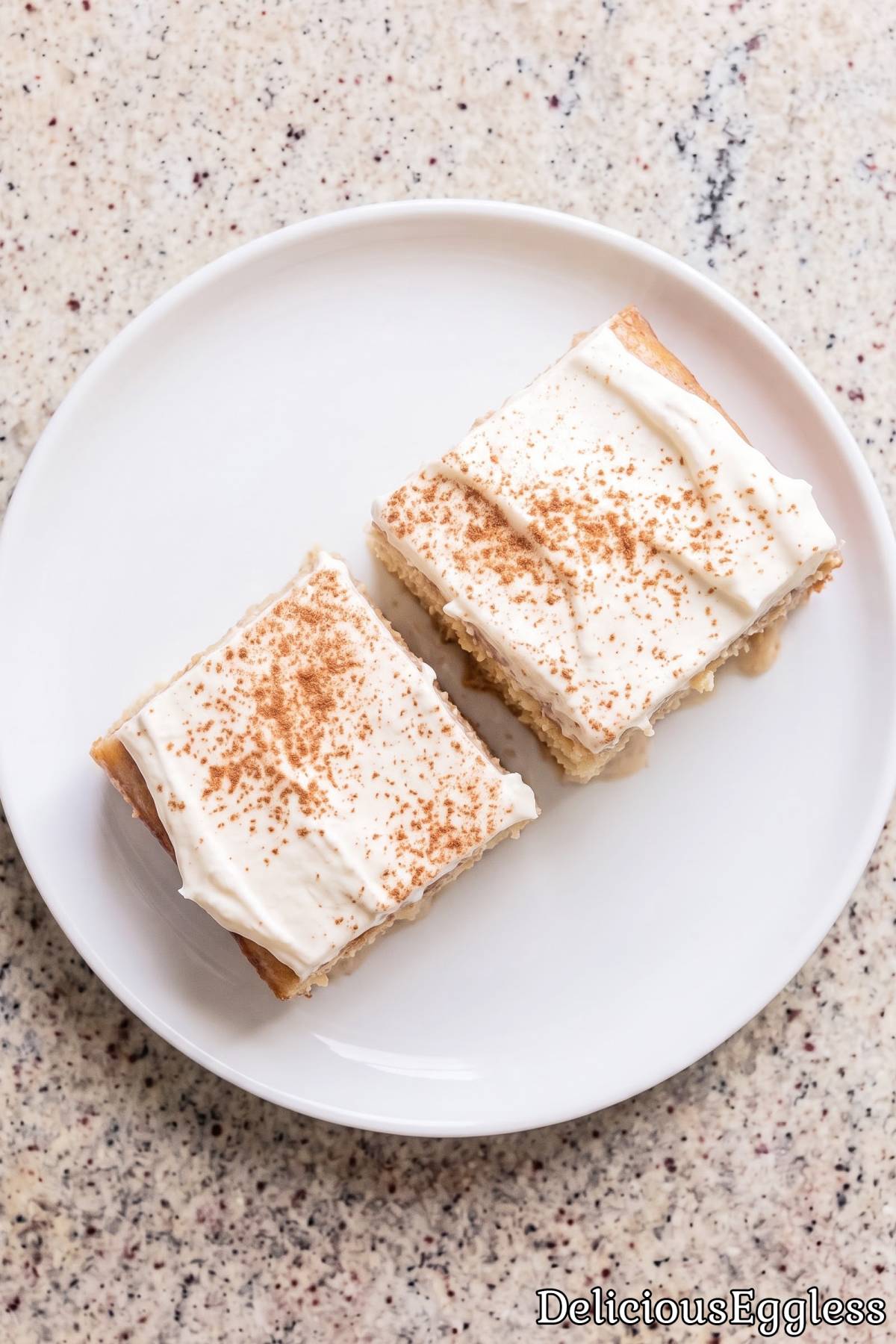 Rich eggless three milk cake slice