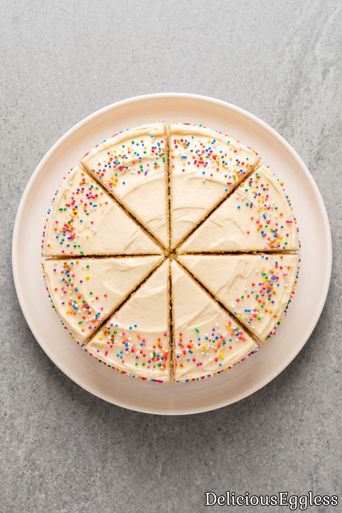 Classic eggless vanilla cake with sprinkles