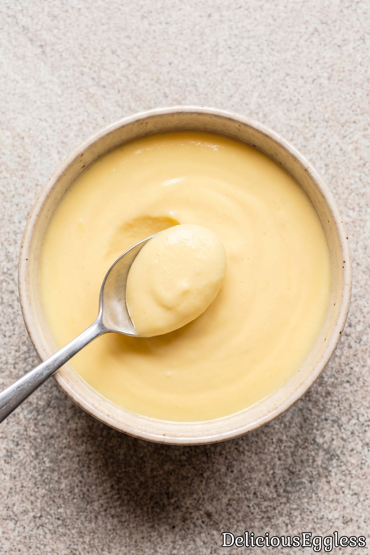 Sweet and smooth eggless vanilla custard