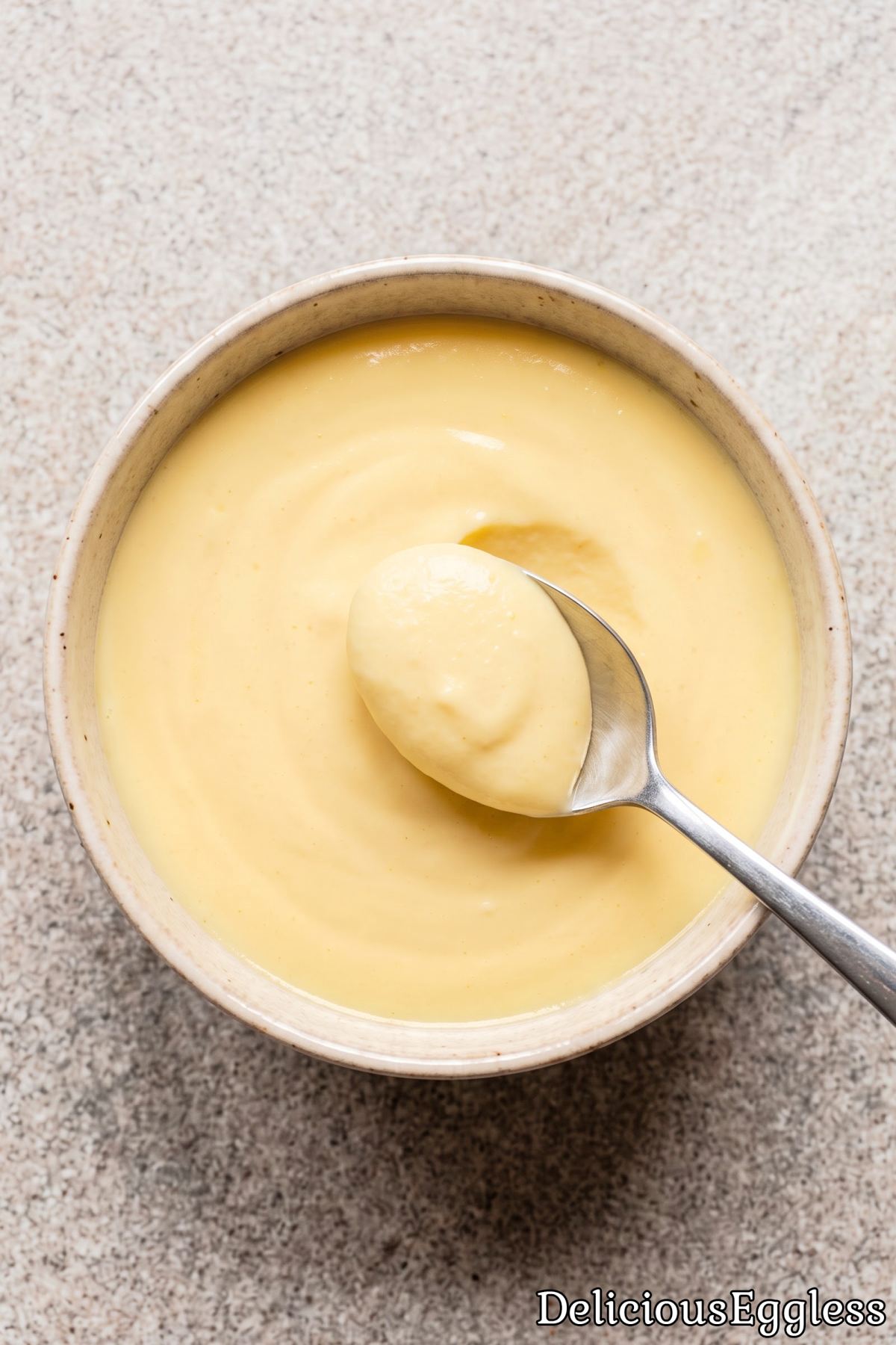 Rich and velvety eggless vanilla dessert