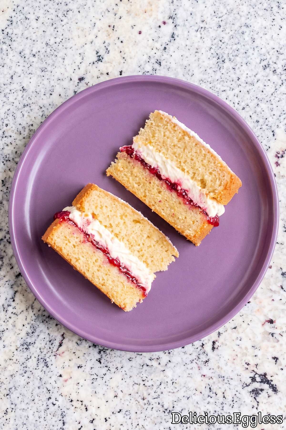 Light and airy eggless Victoria sponge