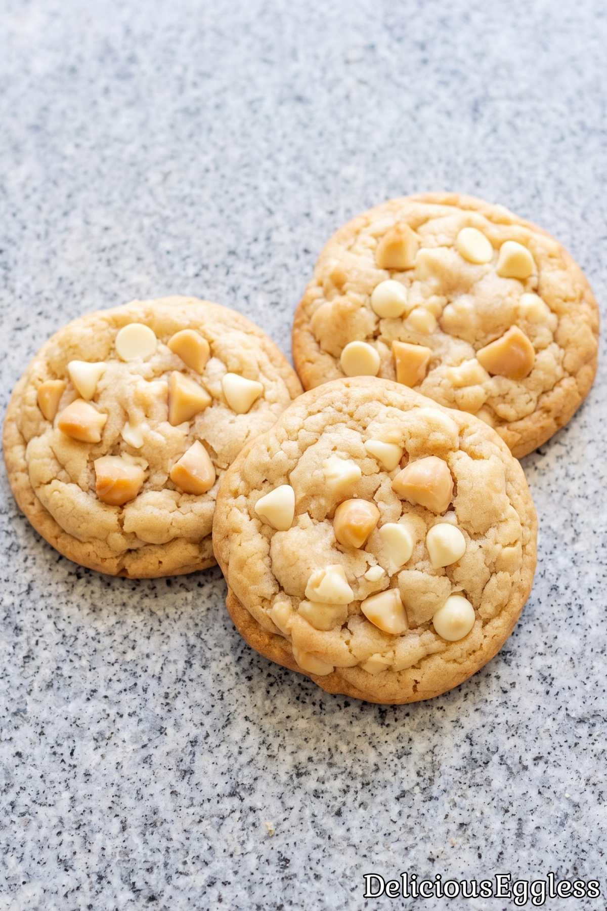 Chewy eggless white chocolate macadamia cookies