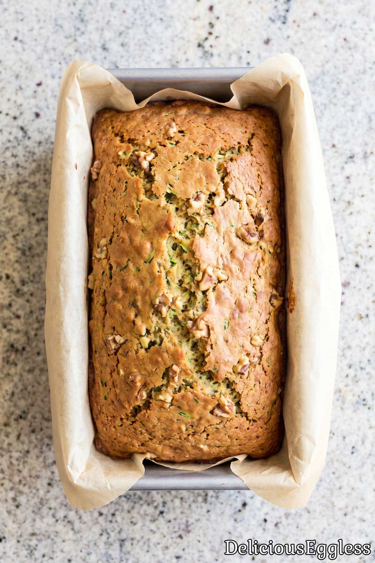 Slice of eggless zucchini bread