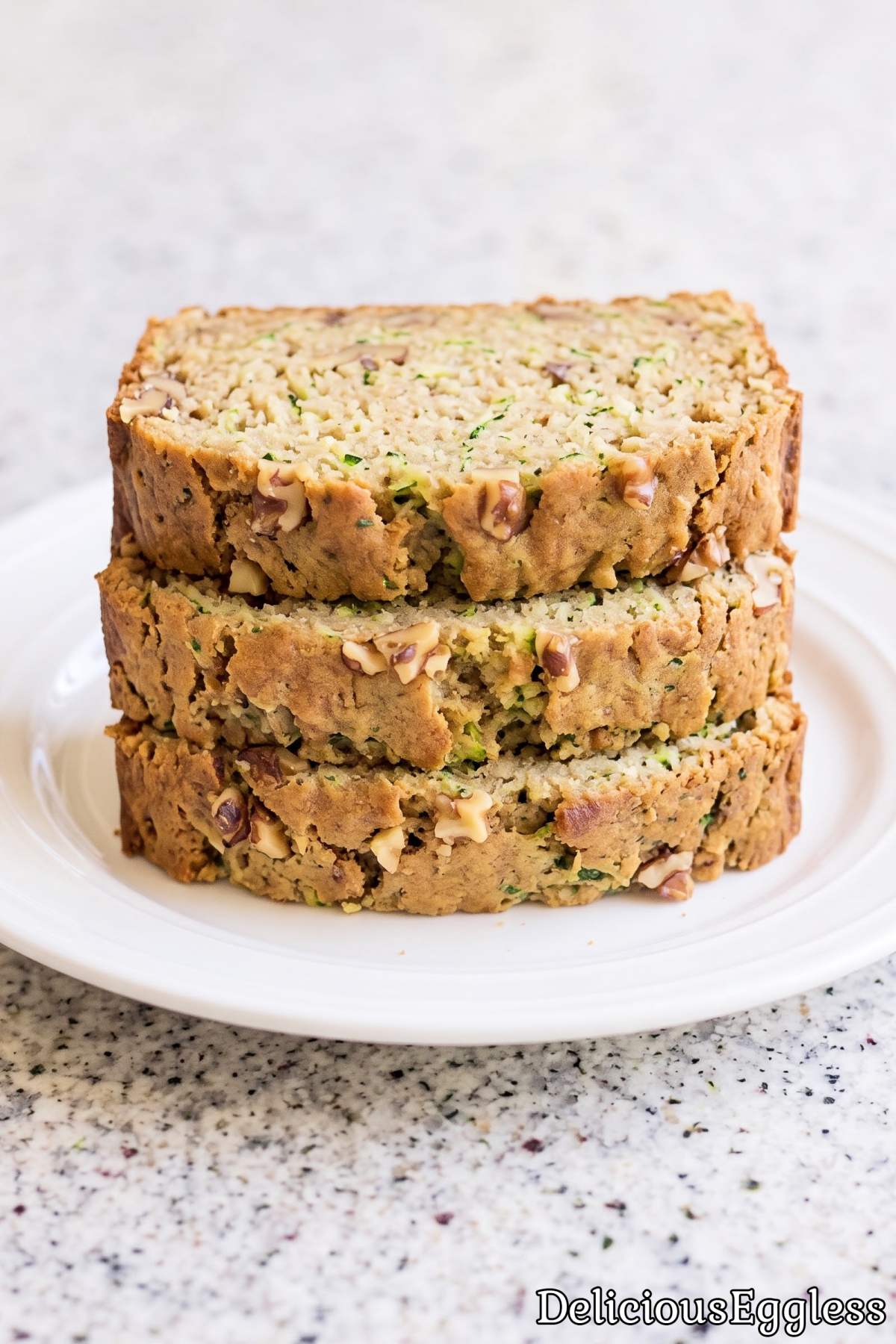 Warm eggless zucchini bread sliced