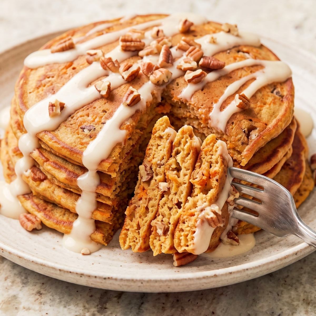 Eggless Carrot Cake Pancakes