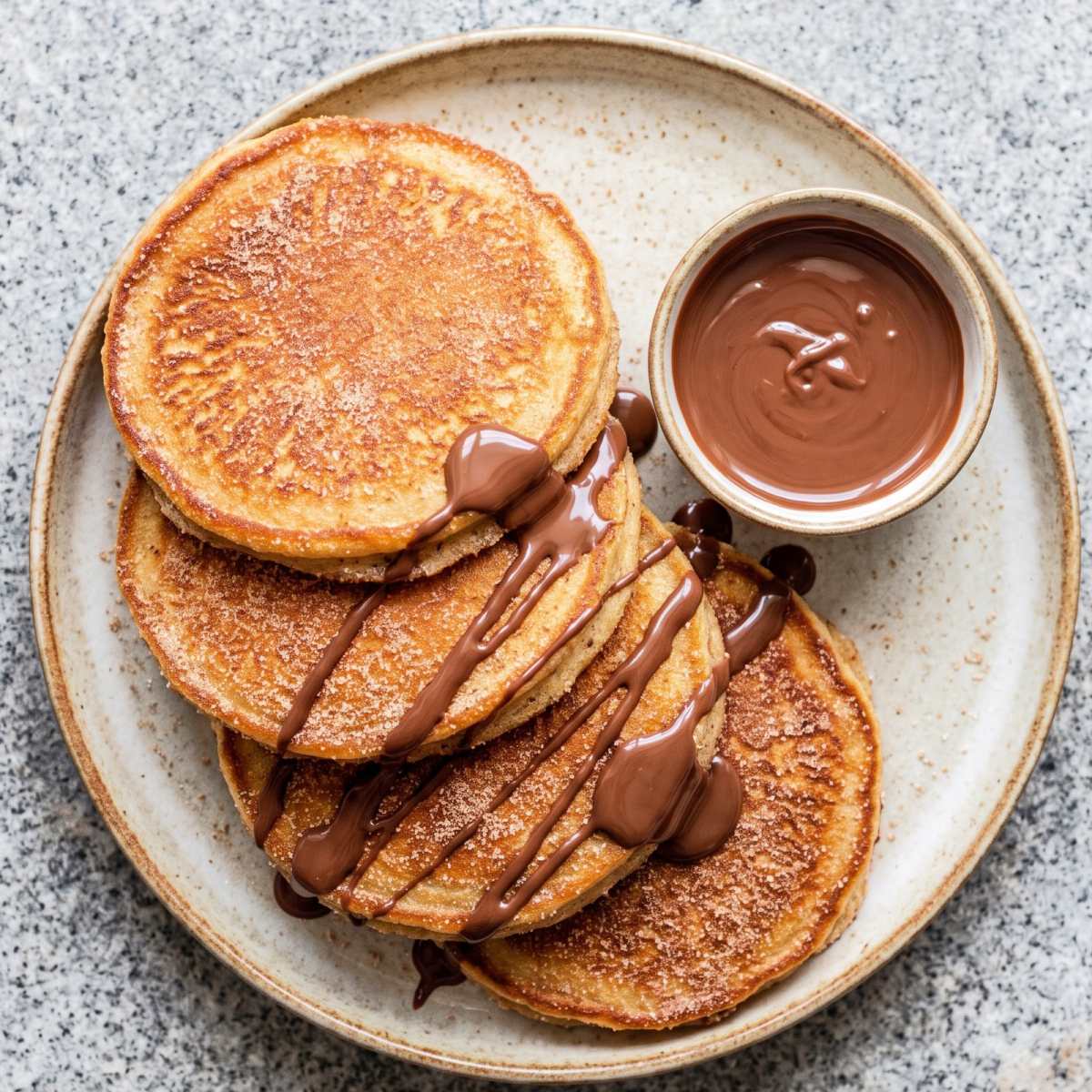Eggless Churro Pancakes