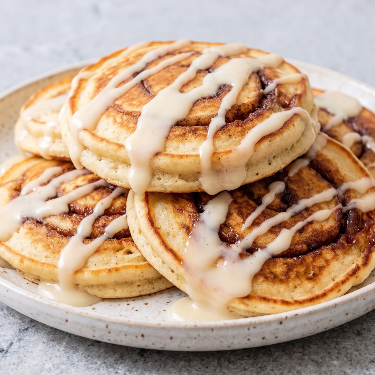 Eggless Cinnamon Roll Pancakes