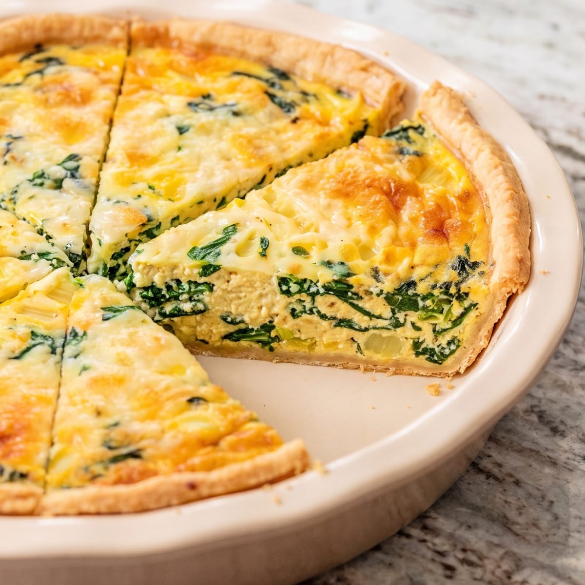 Eggless Creamy Spinach Quiche