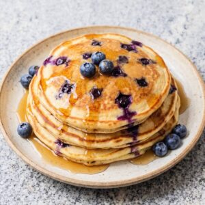 Eggless Fluffy Blueberry Pancakes