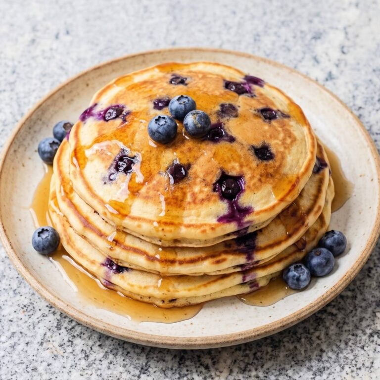 Eggless Fluffy Blueberry Pancakes