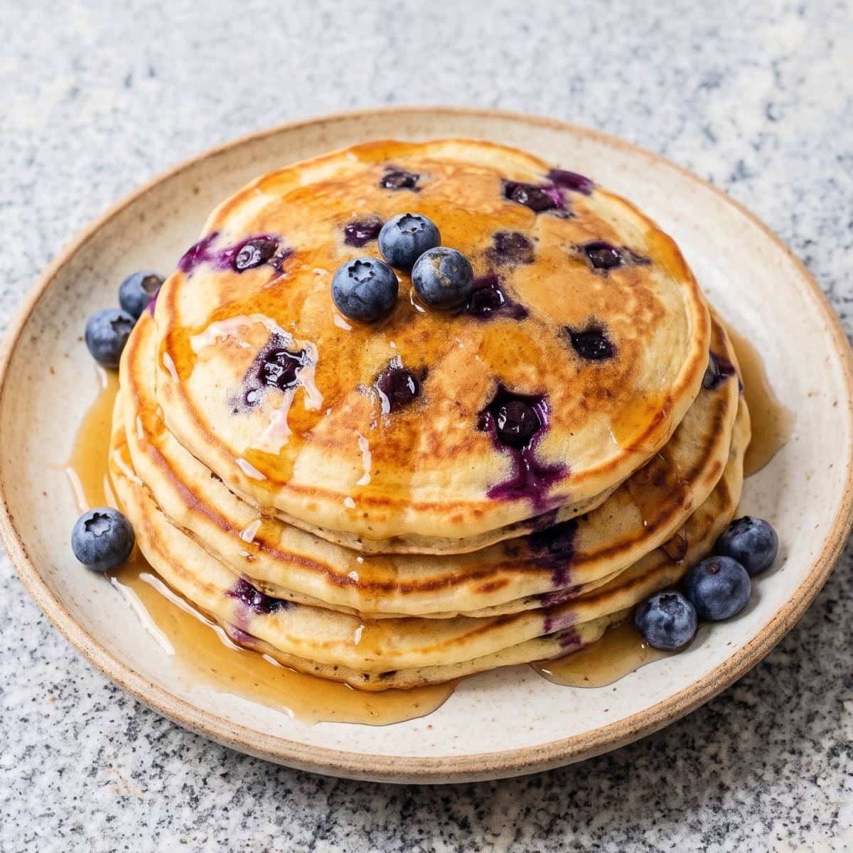 Eggless Fluffy Blueberry Pancakes