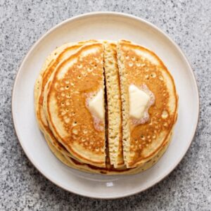 Eggless Fluffy Buttermilk Pancakes