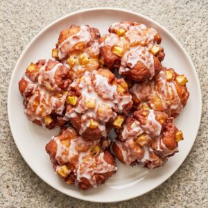 Eggless Glazed Apple Fritters