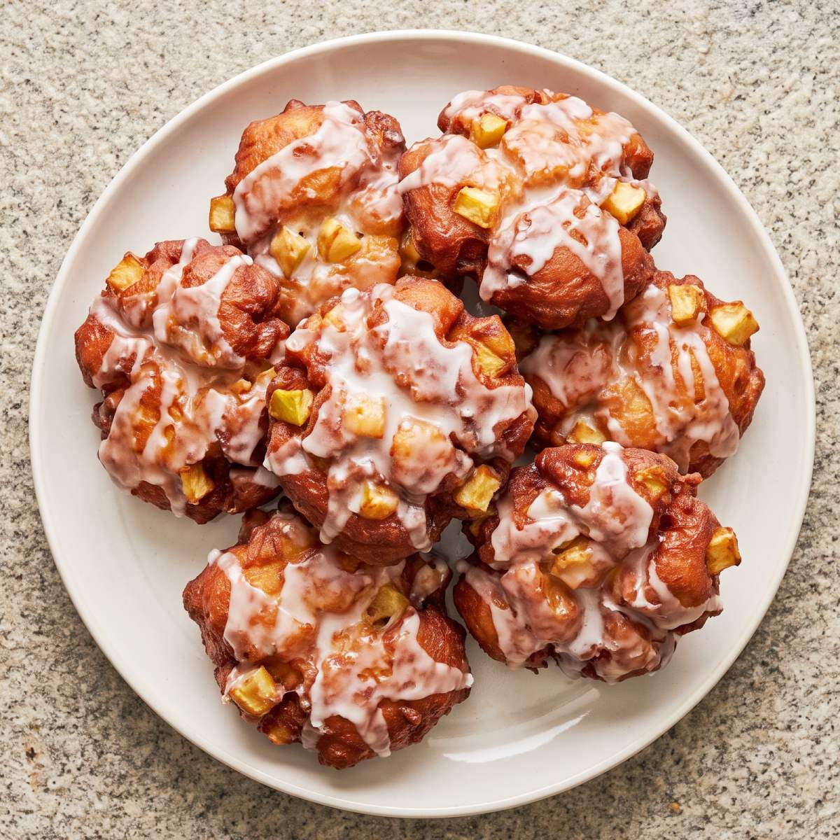 Eggless Glazed Apple Fritters
