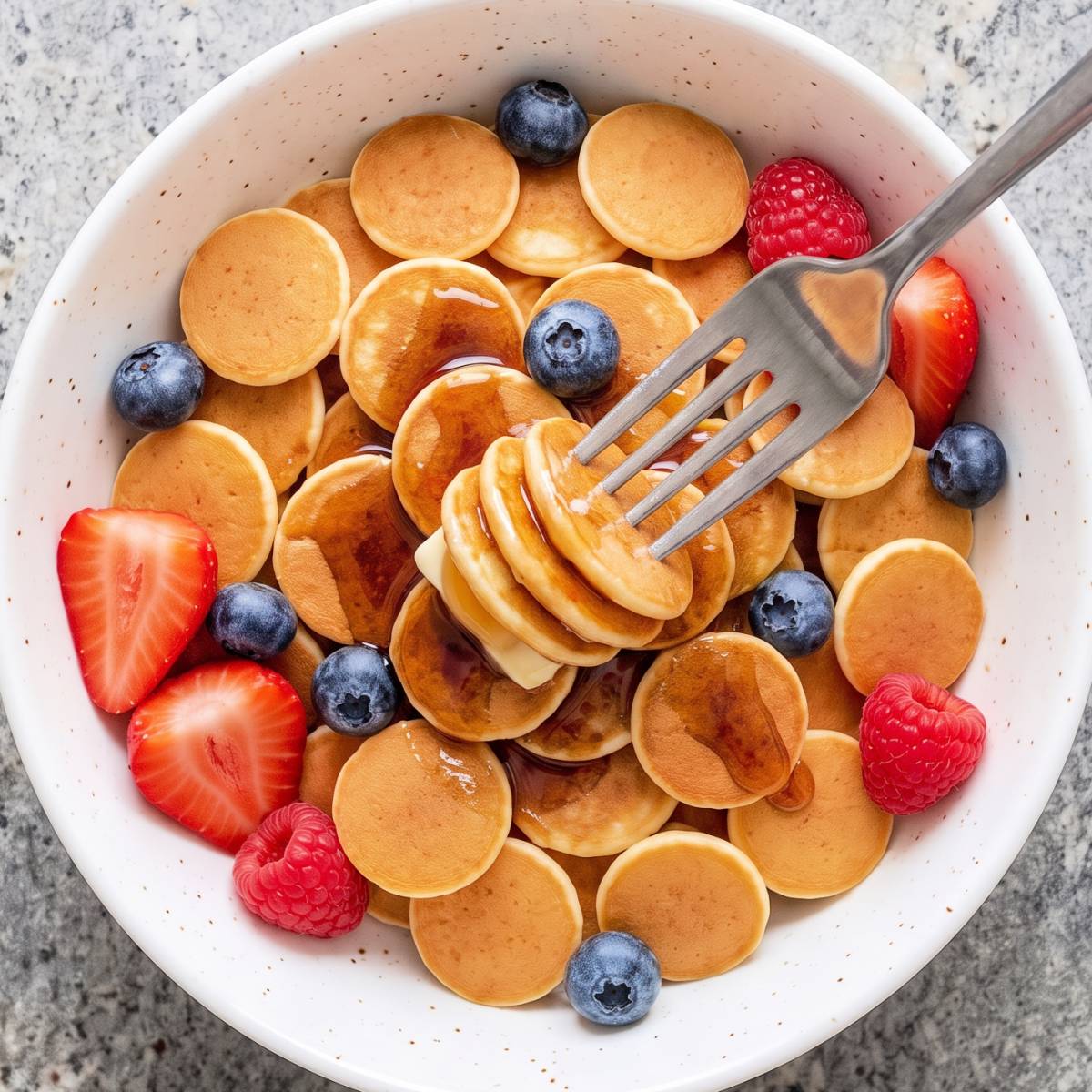 Eggless Mini Pancake Cereal