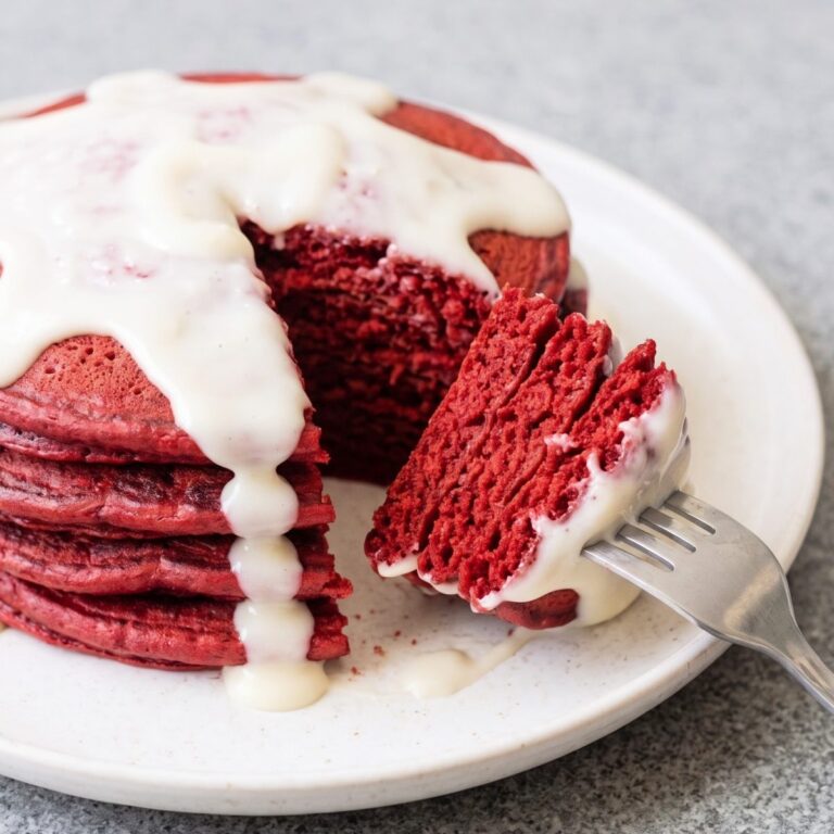 Eggless Red Velvet Pancakes