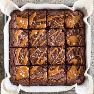 Eggless Salted Caramel Brownies