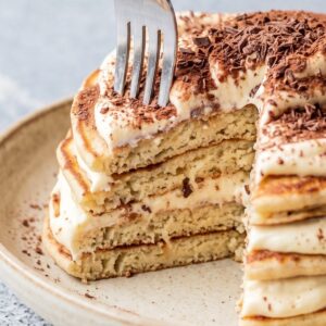 Eggless Tiramisu Pancakes